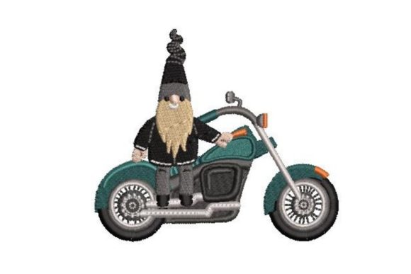 Biker Gnome: A Playful Embroidery Asset for Etsy Shops
