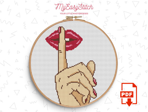 Reviewing the Lips Hand Shhhh Cross Stitch Pattern